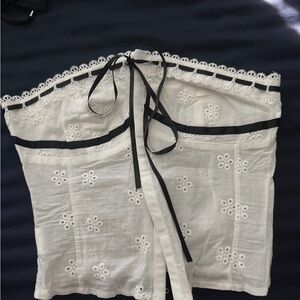 Elegant White Lace Trimmed Women's Top